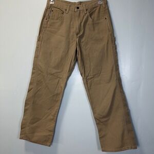 Carhartt Mens Tan Duck Canvas Carpenter Pants Straight Leg Workwear 32x30